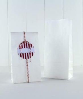 Bolsa de papel blanca con base bolsa para cumples papel