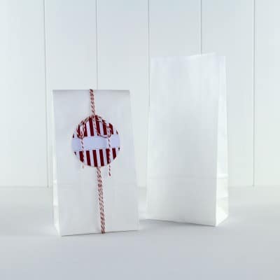 Bolsa de papel blanca con base bolsa para cumples papel