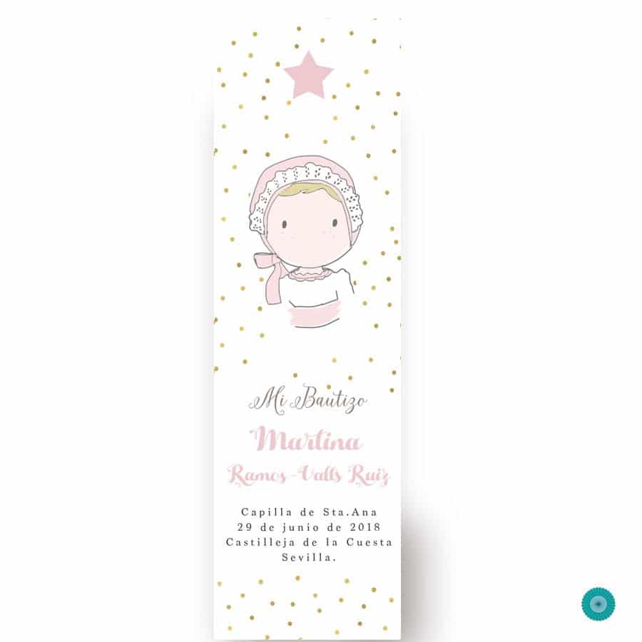 Marcapáginas bautizo confetti rosa marcáginas para bautizo rosa