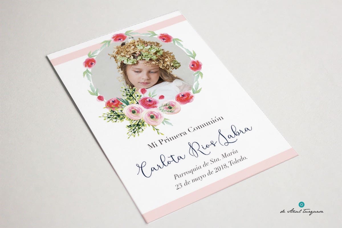 Recordatorio de comunión. Fleur comuniones 2019