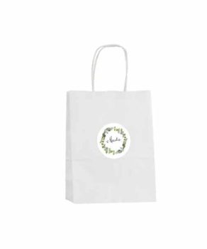 Bolsa de papel blanca con asa. 50u bolsa blanca de papel