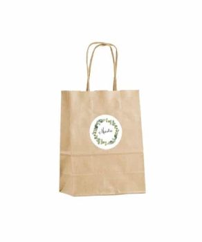 Bolsa de papel kraft con asa. 50u bolsas kraft personalizadas bodas