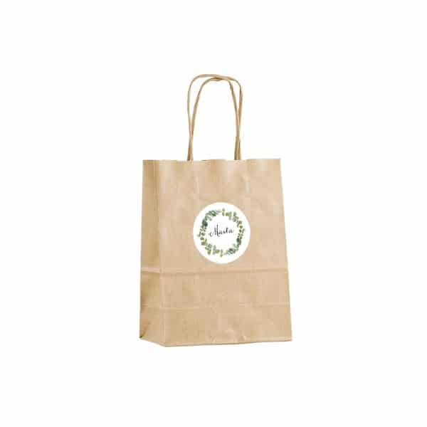 Bolsa de papel kraft con asa. 50u bolsas kraft personalizadas bodas