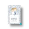 Recordatorios para comunión. Florecitas azul comunión mellis