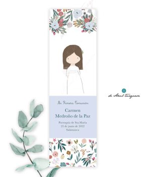 Marcapáginas de comunión Bouquet azul marcapaginas de comunion niña