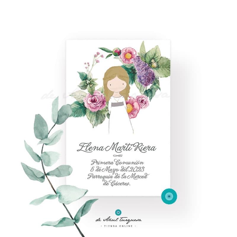 Recordatorio Botanic recordatorios de comunión para niña 2023