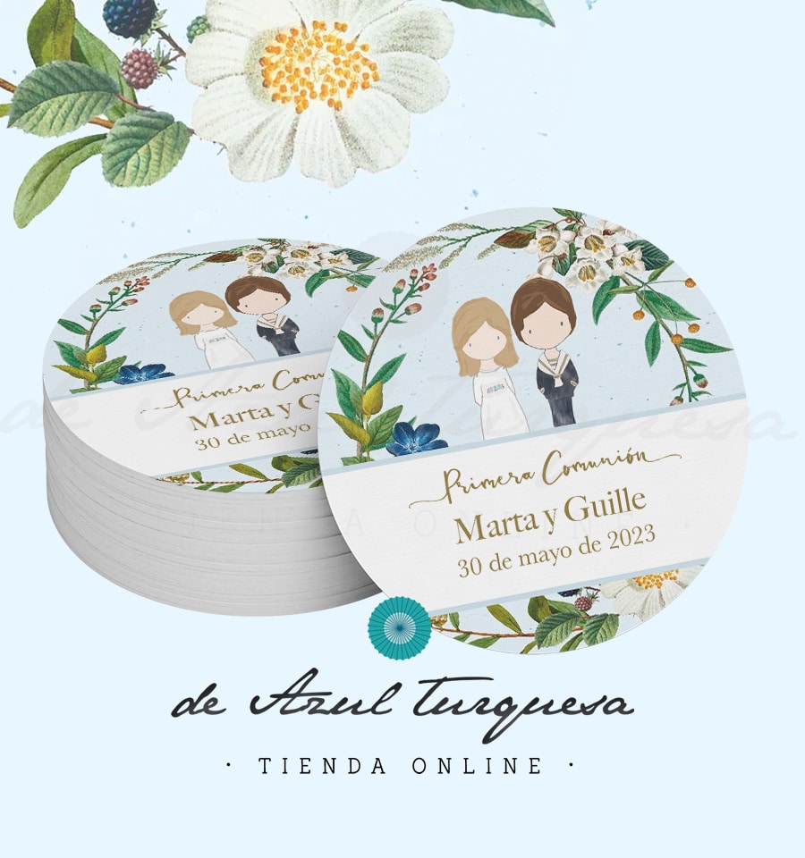Etiqueta de comunión Abril azul etiquetas personalizadas comunion