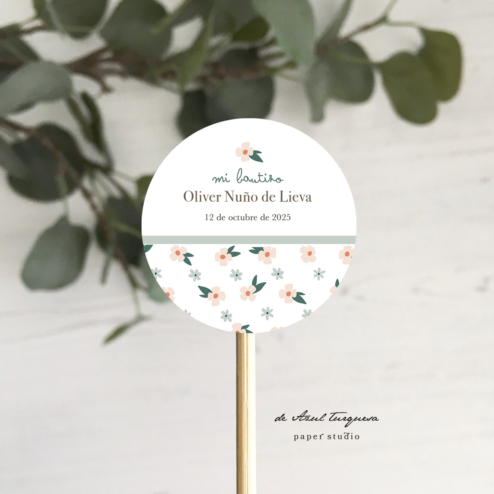 Etiqueta de bautizo Florencia pegatinas de bautizo