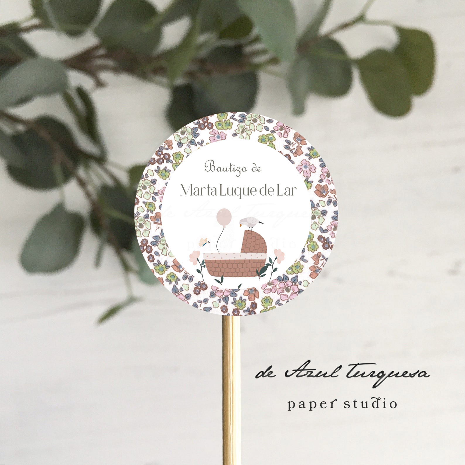 Etiqueta de bautizo rosa Dulce pegatinas personalizadas bautizo en rosa