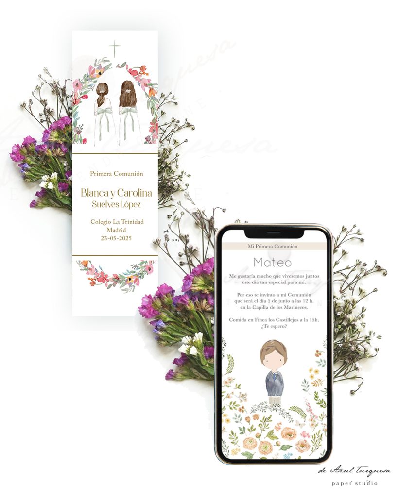 Papelería para comuniones invitaciones de comunión whatsapp