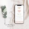 Invitación digital Lazo con Flores rosa invitaciones para comunion whatsapp