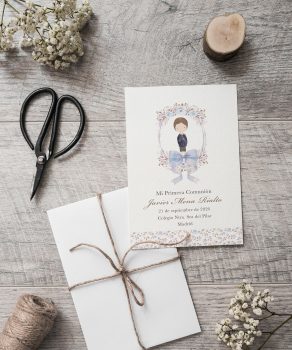 Recordatorios Lazo con Flores Azul