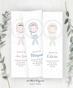 Marcapáginas bautizo confetti lacito verde Comprar regalos bautizo