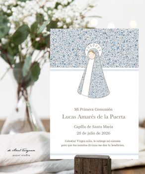 recordatorios de comunion virgen azul