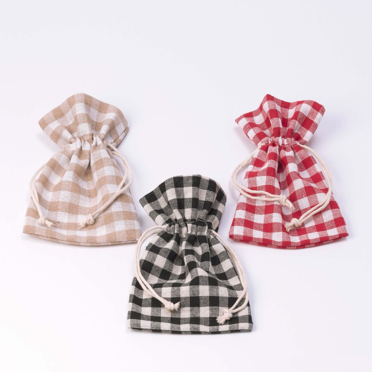 Bolsitas tela cuadritos vichy - Pack 10 unidades bolsitas para detalles de comunion